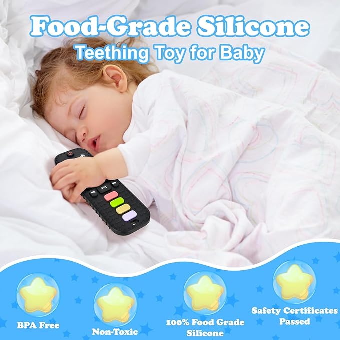 Silicone Teething Toys for Babies 3-6 Months, Teethers for Babies 6-12 Months, Remote Control Teething Toy, Sensory Toy for Baby, Baby Chew Toys for Teething Relief