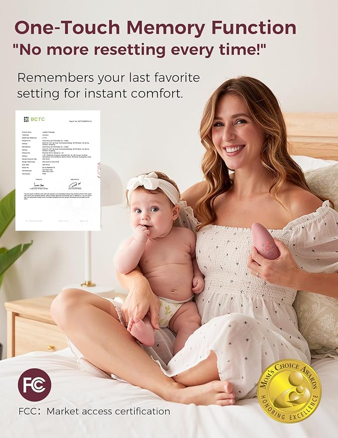 Momcozy A1Pro Lactation Massager, Deep Vibration & Rapid Heating for Clog Relief & Efficient Pumping, Breastfeeding Essentials with Memory Function & Fast Charging, Ideal Gift for Postpartum Mom