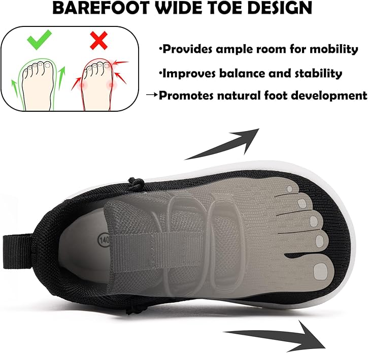 MORENDL Wide Toddler Shoes Baby Walking Shoes Girls Boys Zero Drop Minimalist Sneakers Slip On Tennis Shoe Breathable Naturally Flexible