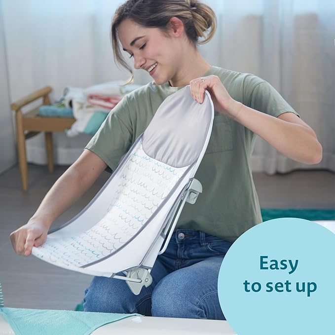 The First Years Sure Comfort Folding Baby Bather - Baby to Toddler Bath Tub - No-Slip Seat - for Sink or Tub Use (Pack of 4)