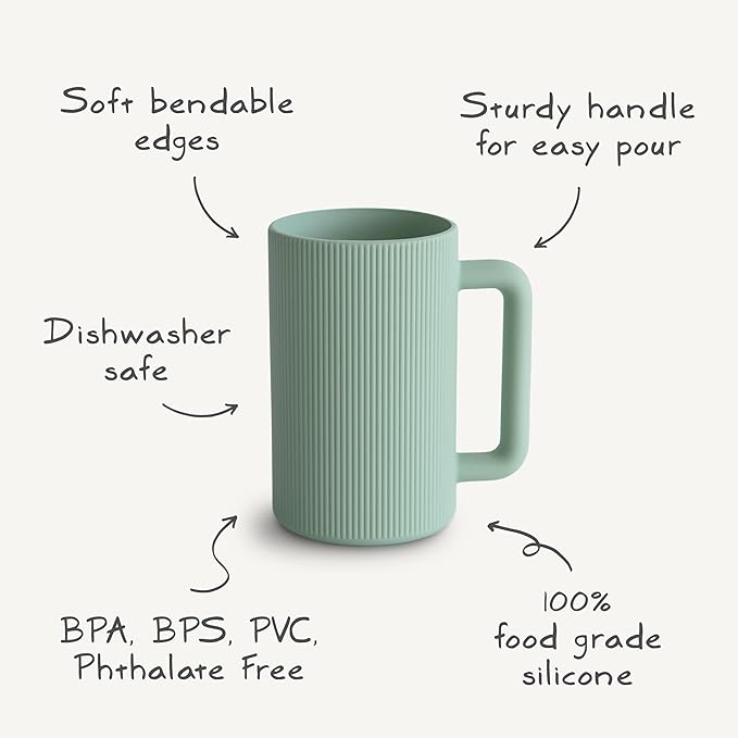 mushie Baby Bath Rinse Cup | 100% Food Grade Silicone | Shampoo & Body Washing Rinser Cup For Kids (Dried Thyme)