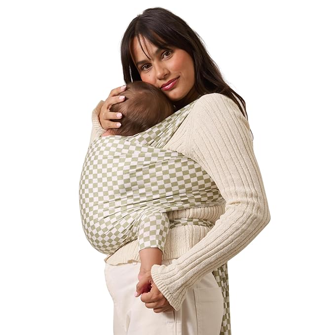 Solly Baby Wrap, Buttery-Soft Baby Carrier Newborn to Toddler 8-25 Lbs., Lightweight & Hands-Free Infant Sling Wrap, Breathable Carrier, Baby Wearing & Postpartum Essential, New Mom Gift, Sage Chequer