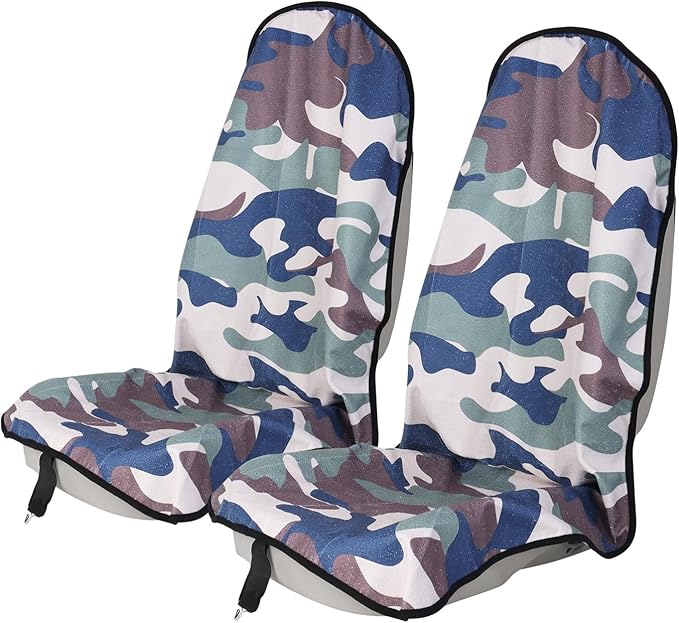 Sweat Towel Car Seat Cover Protector Front Seats for Gym Workout, Running, Swimming, Beach and Hiking, Waterproof Universal Seat Cover for Car, Truck, Van & SUV (Camouflage, 2pcs Front Seat)