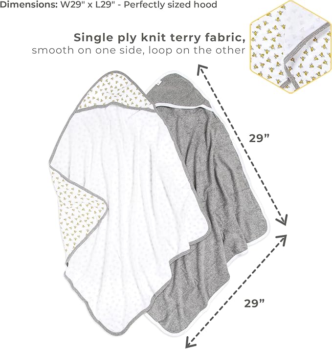 Burts Bees Baby Infant Hooded Towels, Unisex Bath Essentials and Newborn Necessities, Soft Nursery Towel with Hood Set, Size 29 x 29 Inch