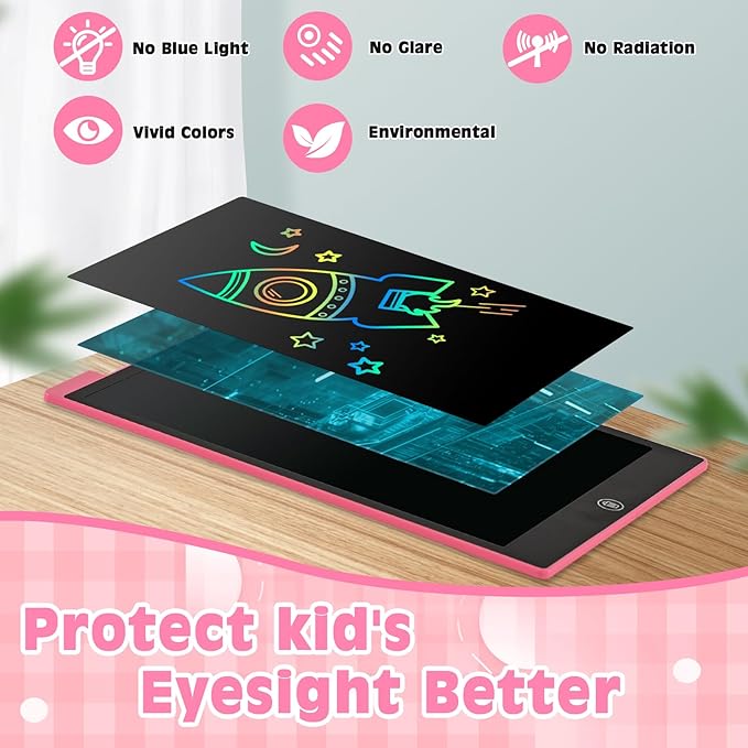 cimetech LCD Writing Tablet, Toddler Girl Toys for 1-3 Year Old, 12 Inch Drawing Pad for Kids Doodle Board, Learning and Educational Kids Toys for 4 5 6 7 8 Year Old Boys Birthday Gift, Pink