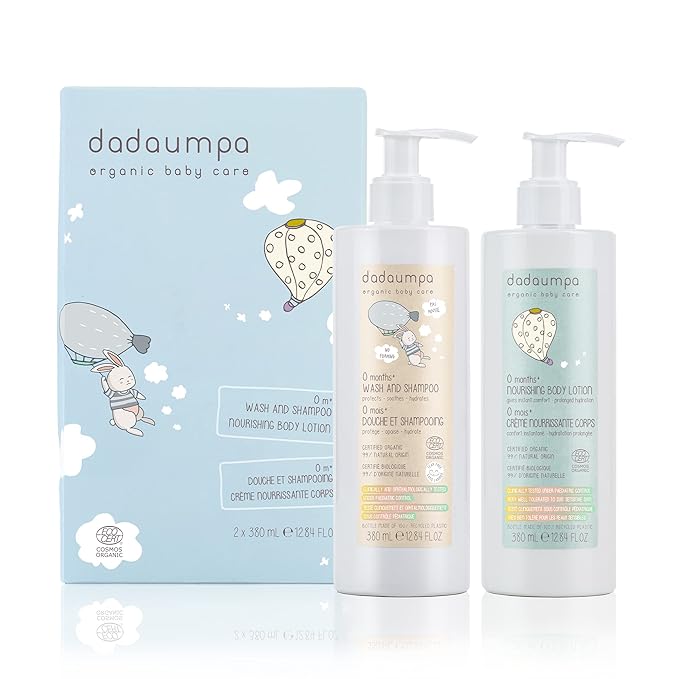 Organic Baby Bath & Care Kit 0 Months+ - Great Baby Gift Idea - Made in Italy with 100% Recycled Packaging (Contains Wash and Shampoo, Nourishing Body Lotion)