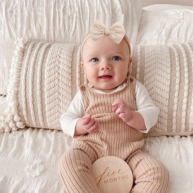 YanJie 4.5'' Nylon Bow Headbands for Baby Girls - Handmade Tied Bows Hair Accessories for Infants and Toddlers - 10 Pieces