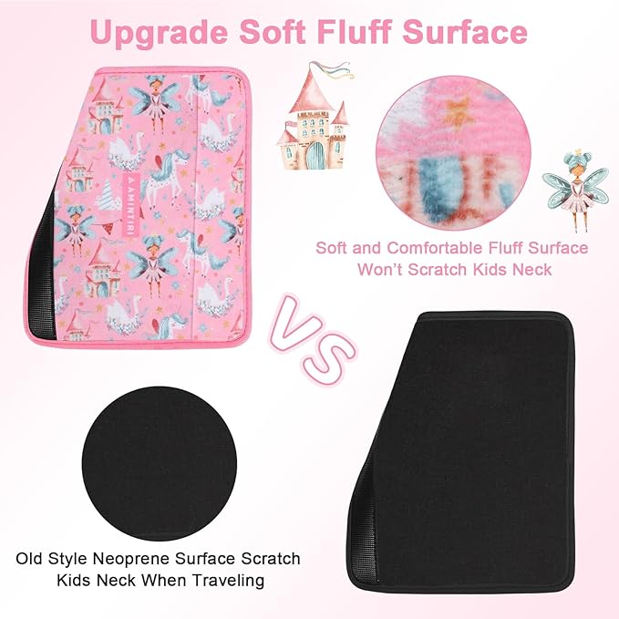Seat Strap Shoulder Pads for Kids, Seat Belt Cover for Children, Soft Furry Seat Belt Cushion for Travel, Cartoon Car Seat Belt Pad Cover for Boys and Girls.