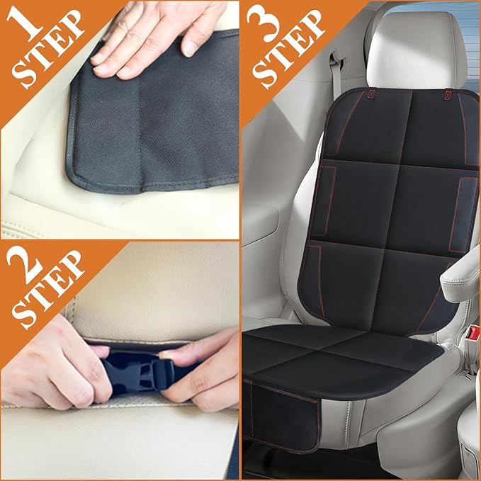 Car Seat Protector With Non-Slip Rubber Padded Backing, Waterproof Thickest Padding for Child Seats, No Imprint Under Baby Seat (Red-1pcs)
