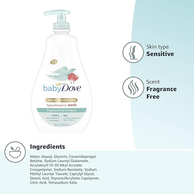 Baby Dove Sensitive Moisture Tip to Toe Wash and Shampoo, 20 Fl Oz (Pack of 4)