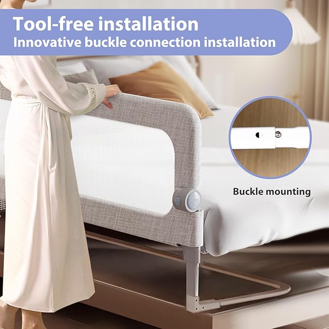 Baby Bed Rails Guard for Toddlers - 32" Toddler Bed Rail for Queen Full King Twin Crib Bunk Size Bed Adjustable Heights & Foldable Portable Bedrail Extra Tall Child Safety Side Railing Guards for Kids