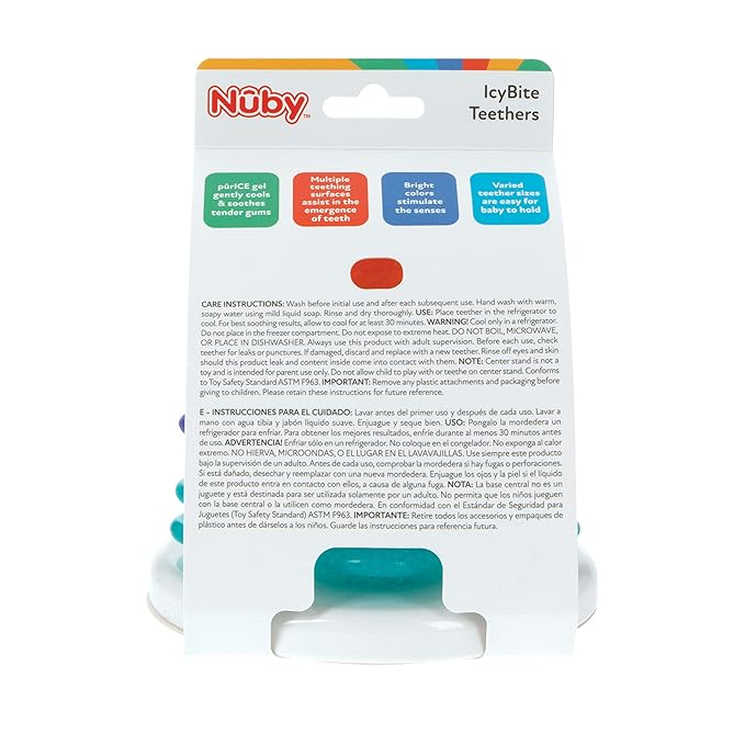 Nuby IcyBite Teethers for Teething Relief - Soft BPA-Free Baby Teething Toy - 3+ Months - Ocean Rings