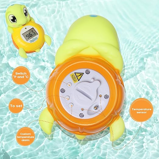 Backstroke Sea Turtle Baby Bath Thermometer,The Infant Baby Bath Floating Toy Safety Temperature Water Thermometer, BPA Free, New Baby Essentials