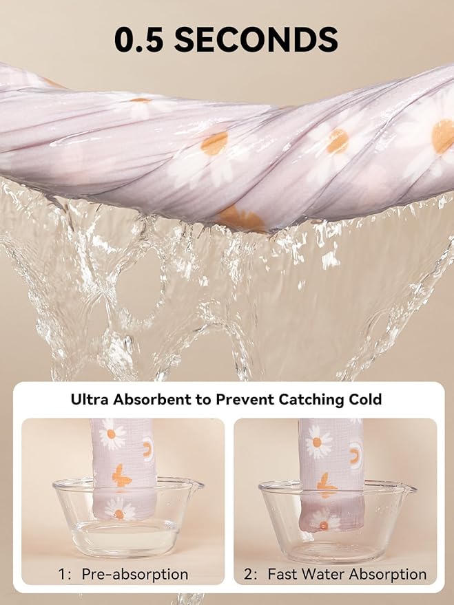 TILLYOU Muslin Hooded Baby Towels for Newborn 2 Pack, 32x32Inch Soft Baby Bath Towel Highly Absorbent for Newborn and Infant, Essential for Newborn Care, Pink Butterfly
