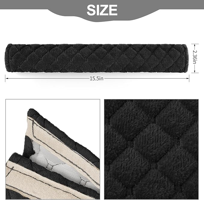 surpassme Car Seat Belt Pads Cover, 2PCS 15in Extra Length Seat Belt Shoulder Strap Covers Protector to Release Stress to Neck and Shoulder for a Safety Driving (Black)