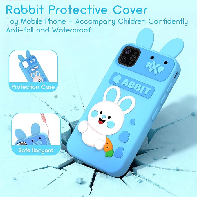 Kids Smart Phone Toy - Toddler Cell Phone 2.8" Touchscreen Dual Camera with 20 Puzzle Games, Safe No WiFi for Kids 3-6, Educational Play Phone, Durable for 5 Year Old Boys Girls (Blue)