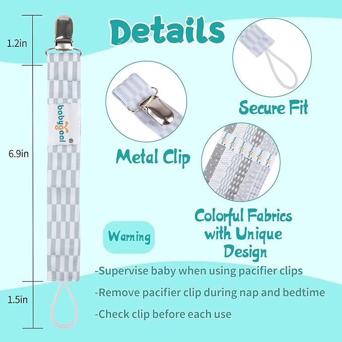 babygoal Baby Pacifier Clips, 6 Pack Pacifier Holder for Boys and Girls Fits for Most Pacifiers and Binkies 6MP09