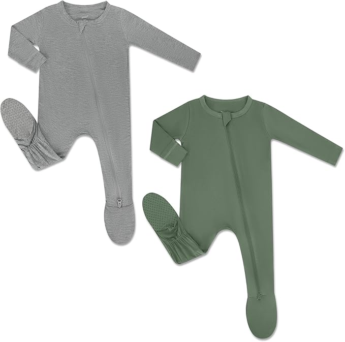 HAPIU Rayon from Bamboo Baby Footed Pajamas, 2 Way Premium Zipper, Footie for Baby Boy Girls, Newborn-24 Months