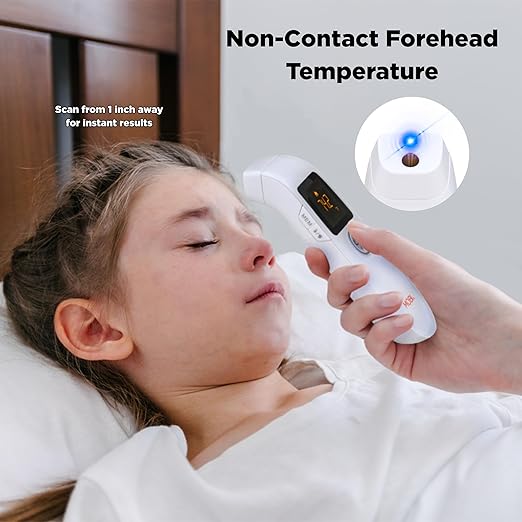 MOBI Air Non-Contact Forehead Thermometer w/Integrated Distance Sensor, Smart Medication Reminder & Memory Recall, Fever Thermometer, Forehead Thermometer, Digital Baby Thermometer, Body Temperature