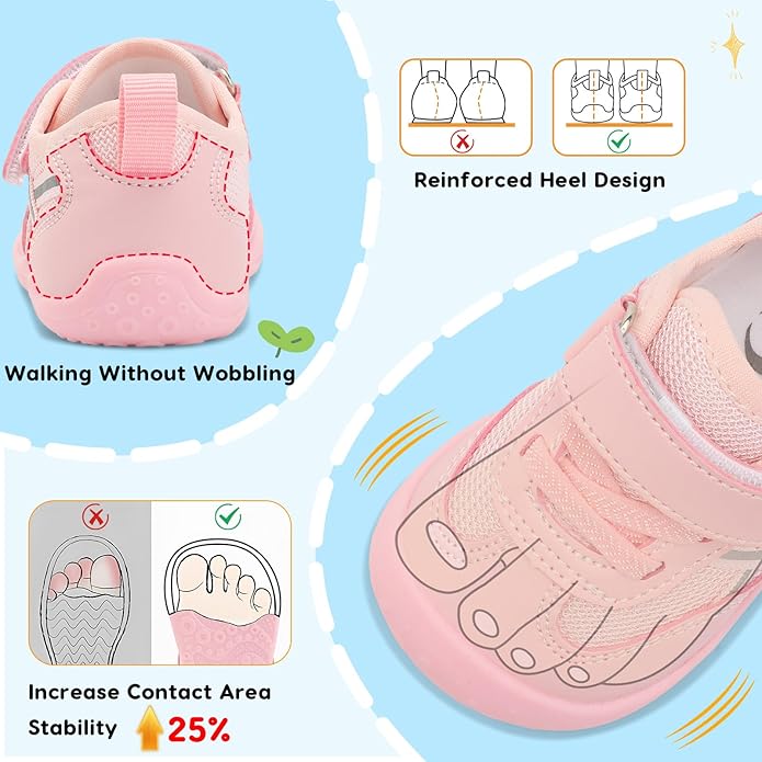 Scurtain Baby Shoes Boy Girl First Walking Shoe Infant Crib Breathable Sneakers Lightweight Barefoot Shoes for Babies