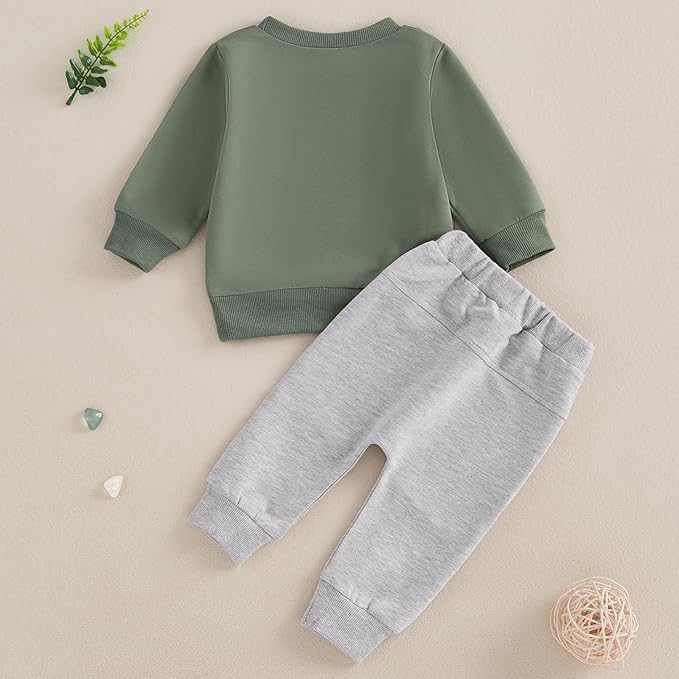 Baby Boy Fall Clothes Set Long Sleeve Letter Print Sweatshirt Pants Toddler Infant Outfits 6 12 18 24 Months 2T