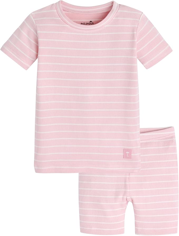 moimoln Stripe Pajamas Set 12M-8Y Ribbed Unisex Baby & Toddler, Soft Viscose, Snug-Fit, Everyday Sleepwear