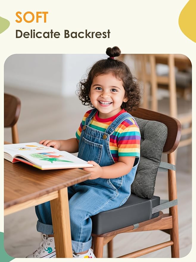 Booster Seat for Kitchen Chair,Toddler Booster Seats with Adjustable Washable Safety Belts Kitchen Dining Table Booster Seat, Portable Travel Increasing Cushion for Baby Child Kid Boy Girl