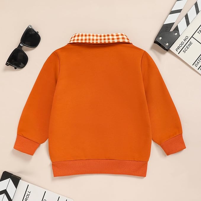 Toddler Boy Quarter Zip Collared Pullover Long Sleeve Fall Winter Baby Boy Clothes Outfit 12M-4T