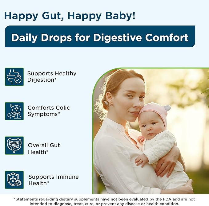 Wellements Organic Baby Probiotic Drops (0.25 Fl Oz) - Digestive & Immune Support for Infants - Toddler Probiotic Helps with Newborn+ Gut Health, Gas, Constipation & Colic Support - Preservative Free