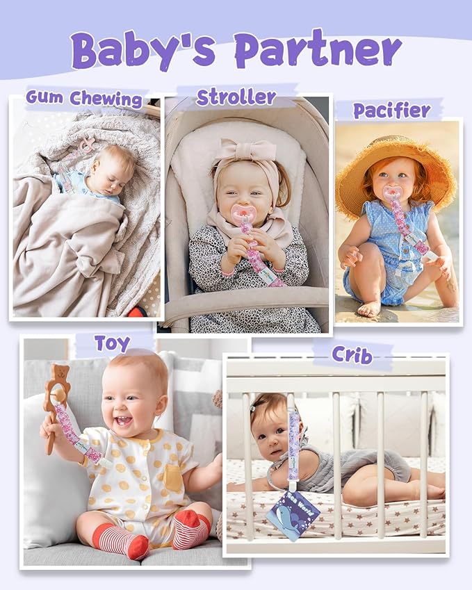 babygoal Flower Pacifier Clips, 8 Pack Binky Paci Holder Clips Fits for Most Pacifiers and Binkies 8PS47-B