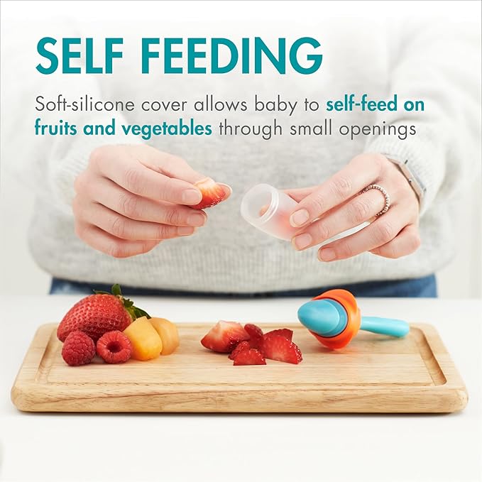 Boon Pulp Silicone Baby Fruit Feeder - Soft Silicone Baby Feeding - Fruit and Vegetable Baby Led Weaning Supplies - Baby Feeding Essentials - Green/Mint - 1 Count