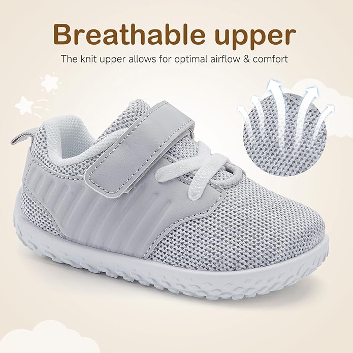 HIITAVE Toddler Sneakers Lightweight Boys Girls Barefoot Shoes for Walking Running Tennis Playing