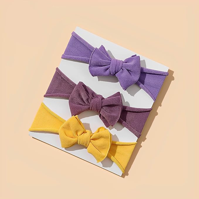 Baby Girl Hairband, 6pcs Nylon Headbands, Stretchy Knot Hair Bows, Double Layer Super Soft Elastic Baby Bow Hair Accessories for Newborn Infant Toddlers Kids