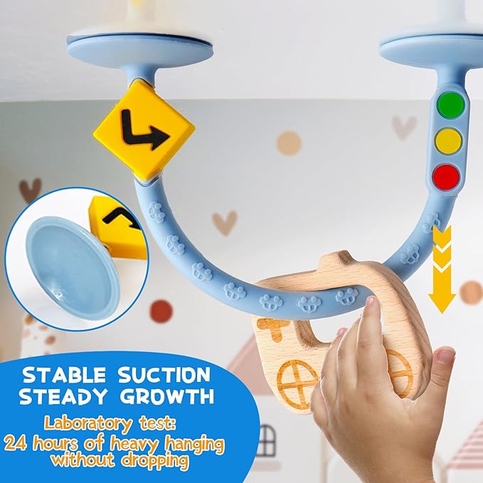 Baby Suction Cup Sensory Toy - Baby Toys for High Chairs, Airplane Travel, Bathtub, Restaurant, Montessori Interactive Silicone Teething Toys for Infants and Toddlers, Enhance Fine Motor Skills