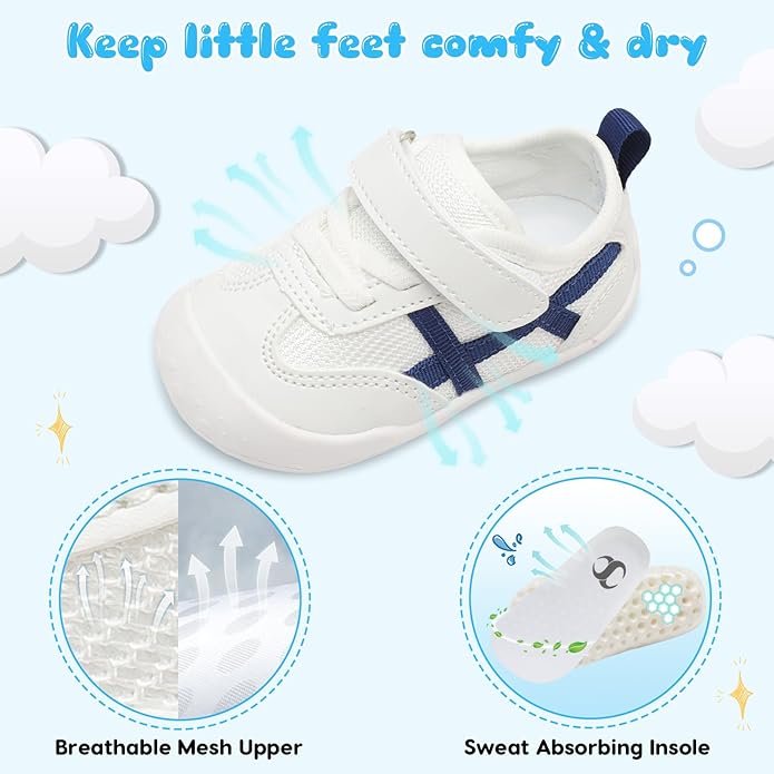 Scurtain Baby Shoes Boy Girl First Walking Shoe Infant Crib Breathable Sneakers Lightweight Barefoot Shoes for Babies