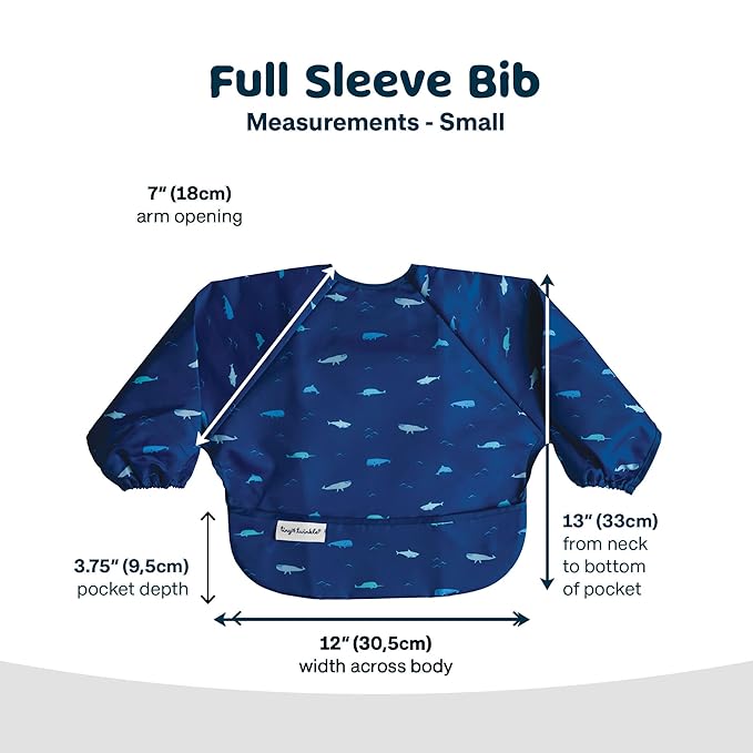 Tiny Twinkle Long Sleeve Bib for Babies & Toddlers | Waterproof Smock Bib for Eating | Machine Washable & Mess-Proof Feeding Essentials | Newborn Shower Gift (Ocean Life, 6–24M)