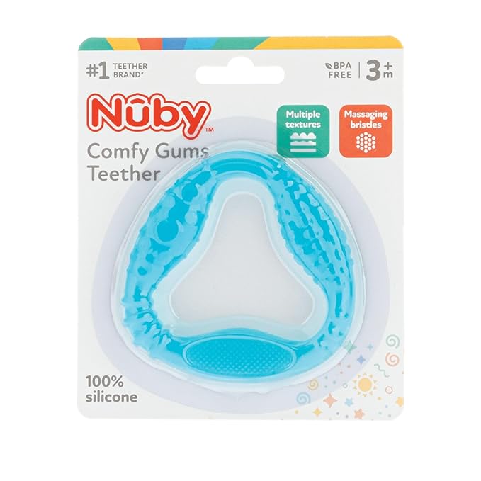 Nuby Comfy Gums Teething Toy - Textured Silicone Baby Teether Toy - 3+ Months - Blue