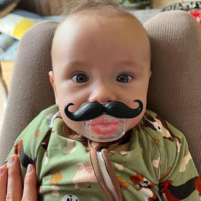 3Pcs Funny Pacifiers for Babies, Newborn Pacifier 0-6-12-18 Months, Infants Teeth Pcifiers for Toddlers, Mustache Pacifier BPA Free