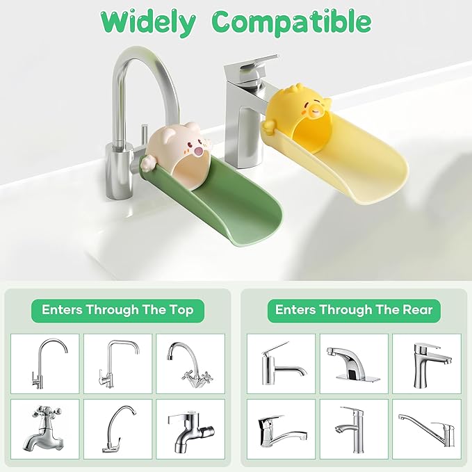 2 Pack Faucet Extender for Toddlers, PANIMOSI Kids Sink Extender for Bathroom, Kitchen, BPA Free, Baby Hand Washing Water Spout Extender Fits Standard and Gooseneck Faucet