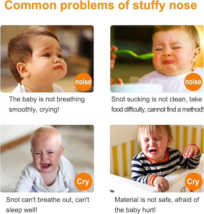 Baby Nasal Aspirator with 24 Replacement Filters - Soft Silicone Tip Nose Sucker for Newborns and Toddlers - Manual Suction for Quick Relief from Congestion - BPA-Free Transparent Mucus Extractor