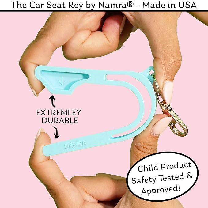 The Car Seat Key - Original Car Seat Key Chain Buckle Release Tool - Easy Unbuckle Opener Aid for Nails, Parents, Grandparents & Older Children by NAMRA Made in USA (Black)