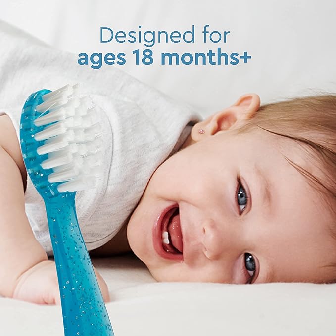 RADIUS Totz Toothbrush Extra Soft Brush BPA Free & ADA Accepted Designed for Delicate Teeth & Gums for Children 18 Months & Up - Purple Pink Coral - Pack of 3