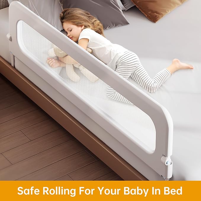 Baby Bed Guard Rail for Toddler - 78.7in Adjustable Heights, Swing Down Bedrail, Extra Tall Child Safety Side Railing Guards for Kids - Toddler Bed Rail for Queen, King, Twin, and Bunk Size Beds