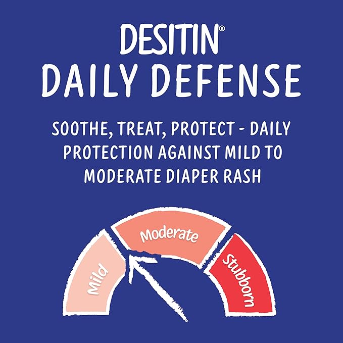 Desitin Daily Defense Baby Diaper Rash Cream with 13% Zinc Oxide Barrier Cream to Treat, Relieve & Prevent diaper rash, Hypoallergenic, Dye-, Phthalate- & Paraben-Free, Travel Size, 2 oz