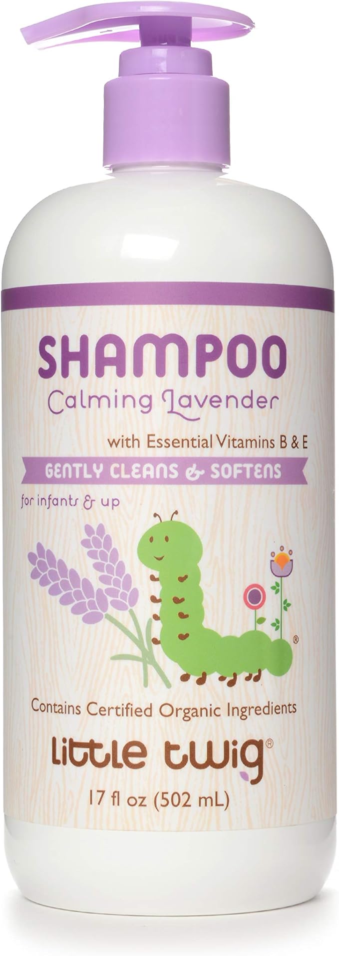 Little Twig Calming Lavender Shampoo, Hair Shampoo with Natural Plant Derived Formula, Vegan, Gluten-Free, Perfect for Newborns, 17 fl. oz.
