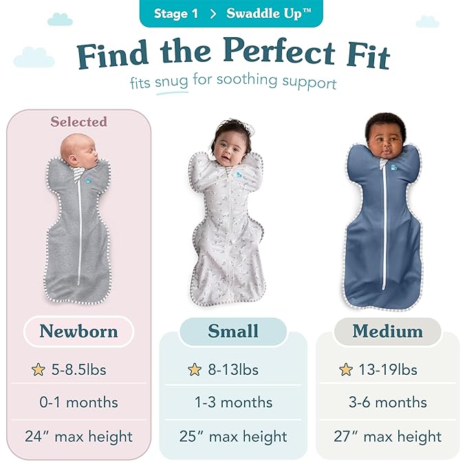 Love to Dream Swaddle UP, Baby Sleep Sack, 1.0 TOG, Self-Soothing Swaddles for Newborns, Improves Sleep, Snug Fit Helps Calm Startle Reflex, New Born Essentials for Baby, Moon Olive, 5-8.5 lbs