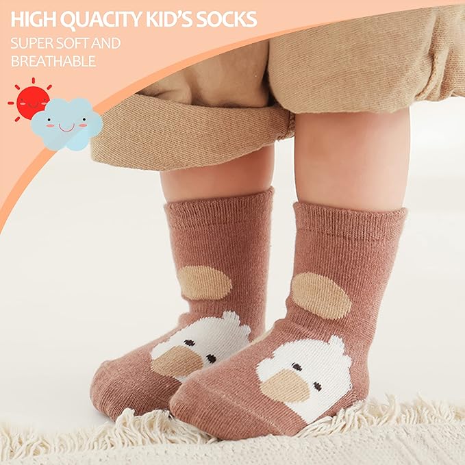 TRUEHAN 5 Pairs Toddler Non Slip Socks with Grips Baby Socks for Kids Girls Boys