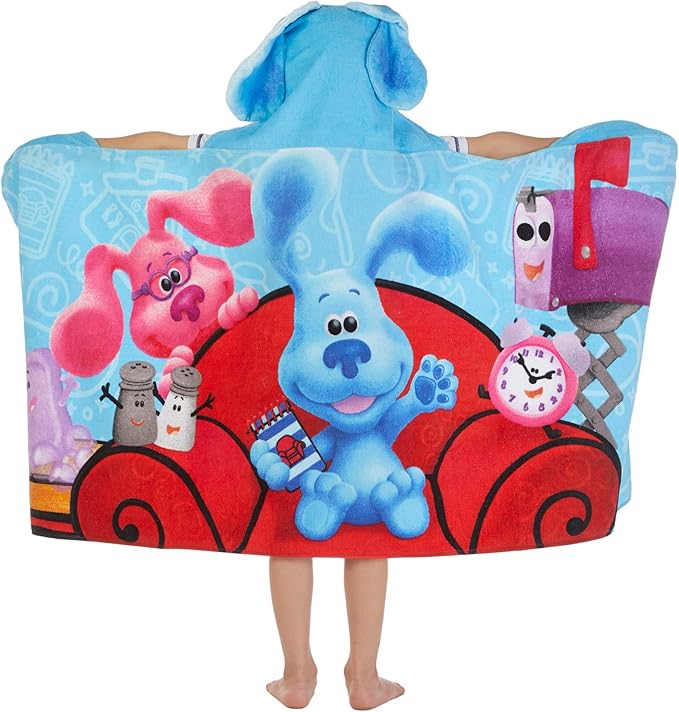 Blues Clues Bath/Pool/Beach Soft Cotton Terry Hooded Towel Wrap, 24 in x 50 in, By Franco Kids