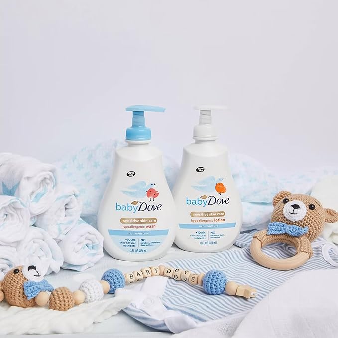 Baby Dove Body Wash, Rich Moisture 3-Pack – Hypoallergenic Wash for Sensitive Skin, Delicate Scent, 13 Oz Ea