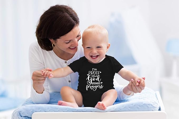 AW Fashions I'm Proof That God Answers Prayers Baby Bodysuit Cute Newborn Boy Funny Rompers Girl Clothes